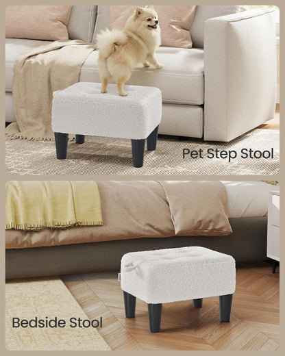 SONGMICS Foot Stool with Legs, Small Footstool Ottoman, Velvet Seat with Thick Cushion, for Living Room, Bedroom, Entryway, 330 lb Weight Capacity, Jelly Pink ULOM501R01
