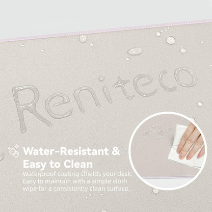 Reniteco Waterproof Large Gaming Mouse Pad with Durable Stitched Edges, Non-Slip Rubber Base, Grainy Jacquard Mouse Mat Desk Pad for Home Office Gaming, 31.5''x11.8''x0.12'', Matte Beige