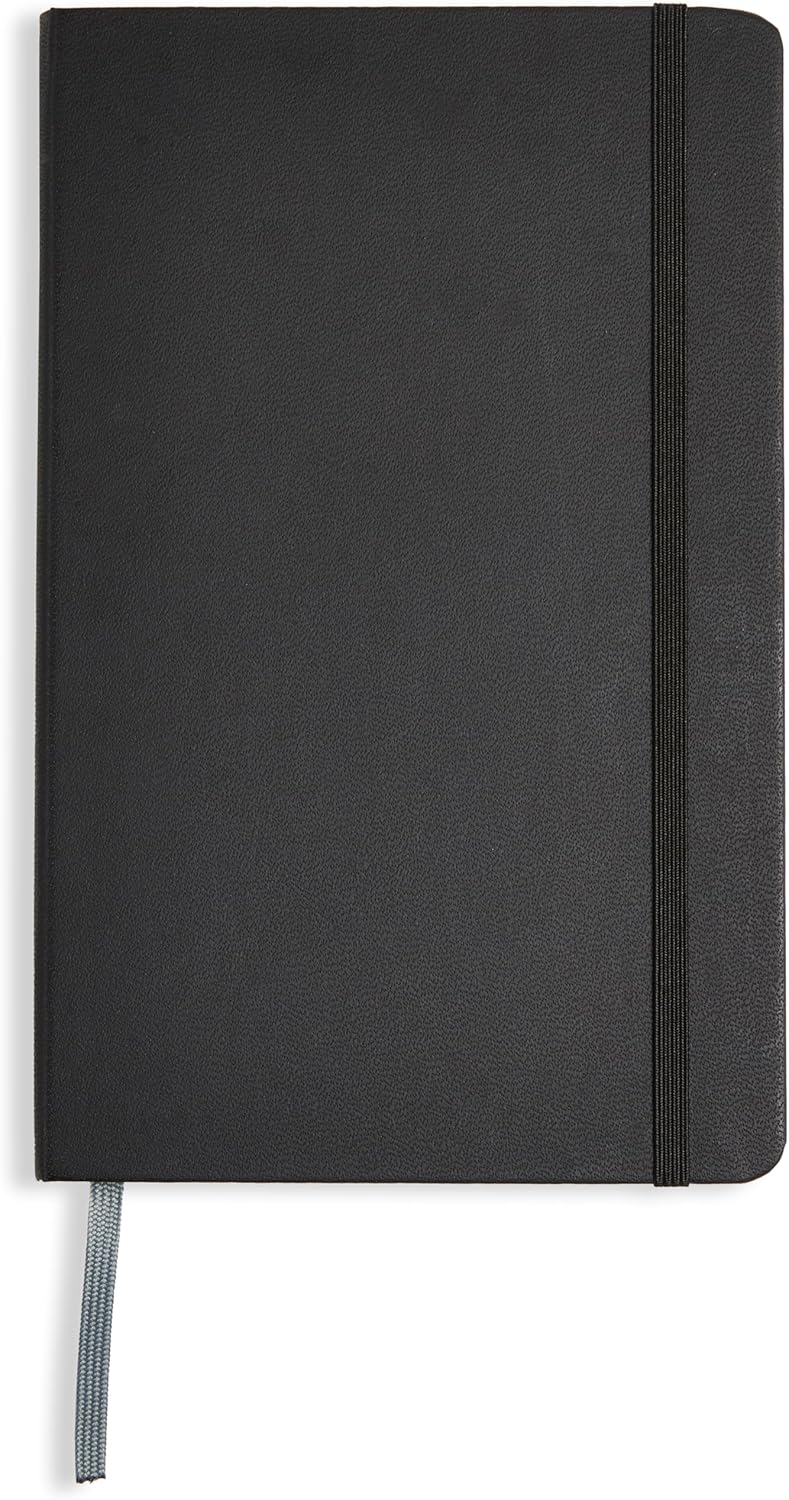 Amazon Basics Classic Grid Notebook for Writing and Note Taking, Hardcover, Graph Ruled, 240 Pages, 5" x 8.25", Black