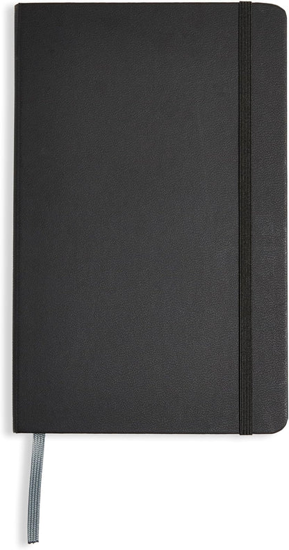 Amazon Basics Classic Grid Notebook for Writing and Note Taking, Hardcover, Graph Ruled, 240 Pages, 5" x 8.25", Black