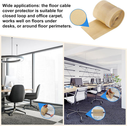 WILLBOND Carpet Cord Cover Cable Protector Floor Cover Cable Protector Management Only for Commercial Office Carpet(19.69 ft,Black)