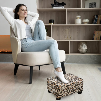 CAROLMADE Small Foot Stool Ottoman Footstool with Legs Under Desk Footrest for Living Room Bedroom and Office, Soft Ivory White