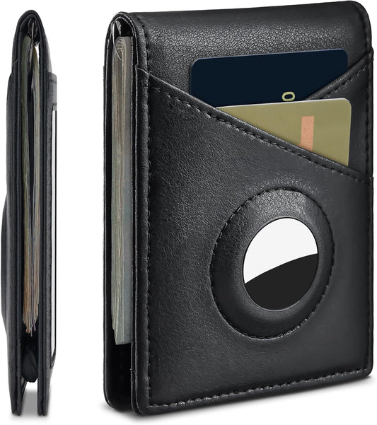 Suncat Slim Minimalist Airtag Wallets for Men, RFID Blocking Card Holder Bifold Wallet with Money Clip ID Window, Gifts for Men