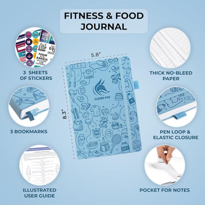 Clever Fox Fitness & Food Journal – Nutrition & Workout Planner for Women & Men – Diet & Gym Exercise Log Book with Calendars, Diet & Training Trackers - Undated, A5 Size, Hardcover (Forest Green)