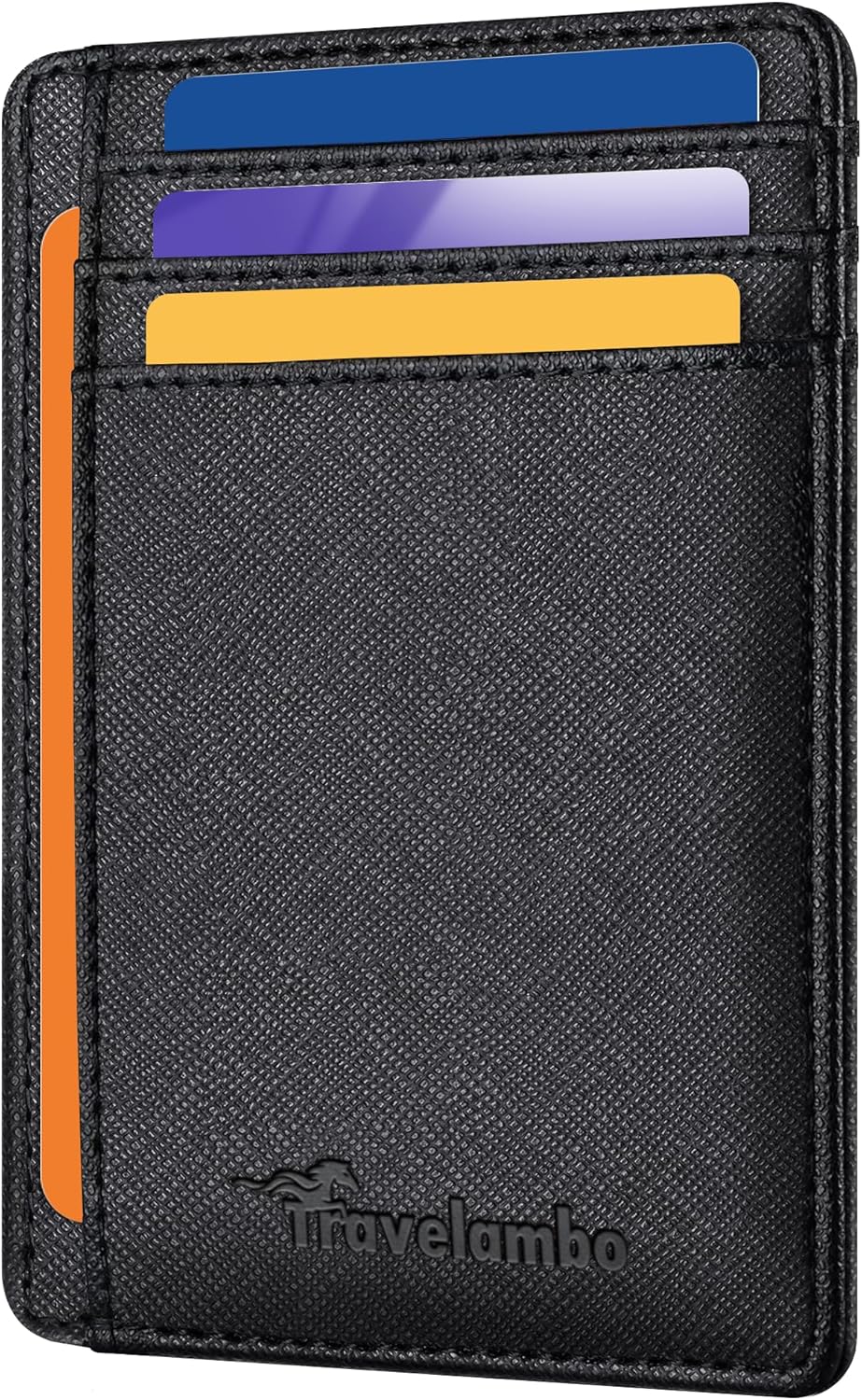 Travelambo Slim Wallet Front Pocket Minimalist Leather RFID Blocking Medium Size