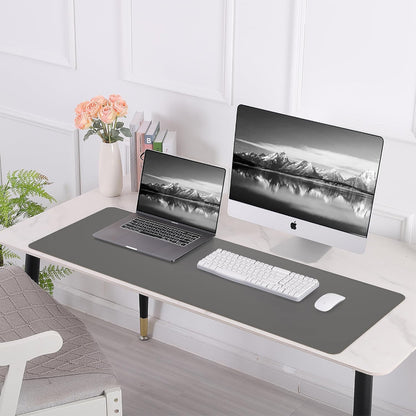 AFIING Large Desk Mat 47" x 17", Dual-Sided Natural Cork & PU Leather Desk Pad, Non-Slip Waterproof Mouse Pad for Office, Home & Gaming, Black