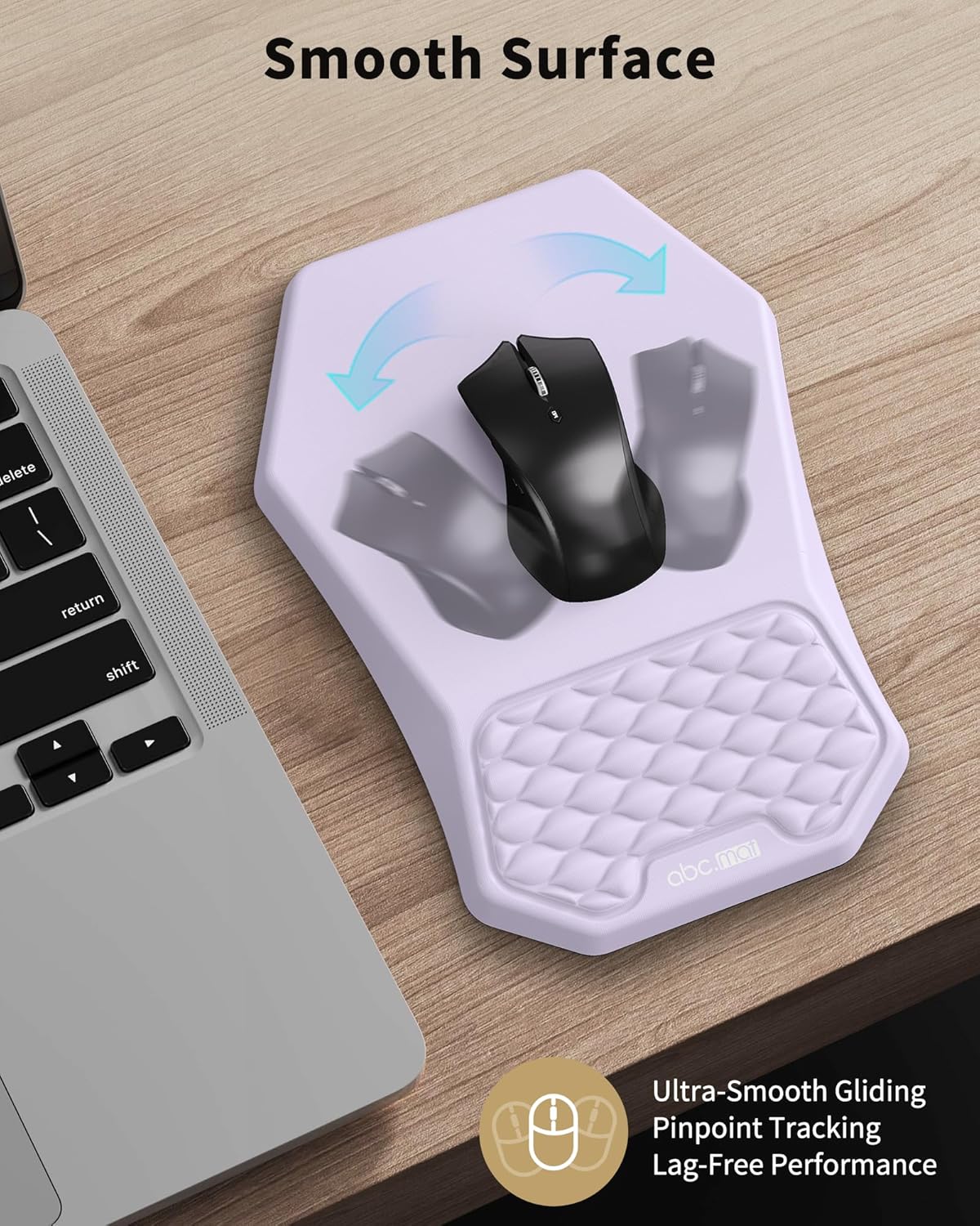 Ergonomic Mouse Pad and Keyboard Wrist Rest Support Set, Massage Design Mousepad for Carpal Tunnel Pain Relief, Memory Foam, Non-Slip PU Base for Computer Desk, Black