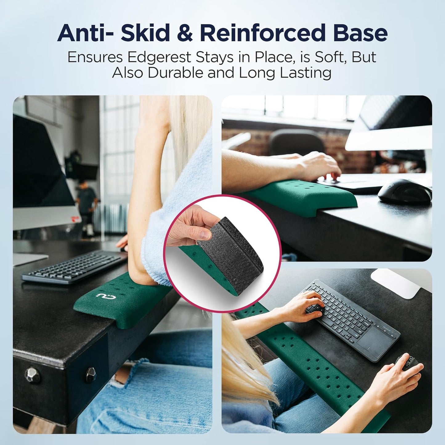 EdgeRest PostureUp L-Shaped Desk Long Wrist Rest Elbow, Forearm & Wrist Comfort Support for Table or Desk Edge, Non-Slip, Memory Foam Padding, Ergonomic Design for Work, Universal Fit, Black