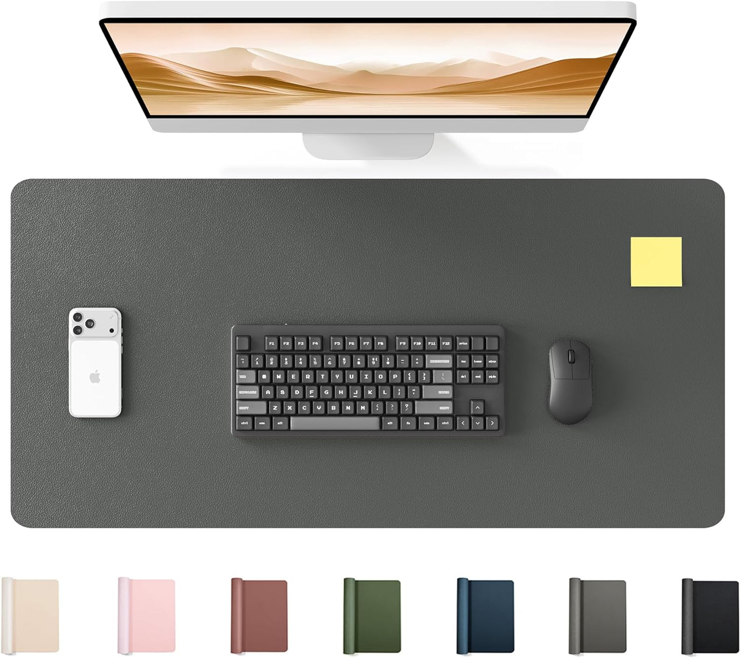 YSAGi 35.4" x 17" Large PU Leather Desk Mat for Keyboard and Mouse - Waterproof Non-Slip Desk Pad Protector for Office, Home, Writing Desk, Black