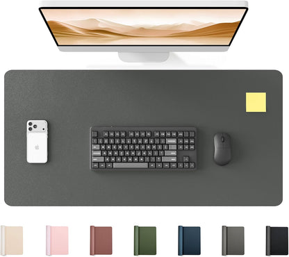 YSAGi 35.4" x 17" Large PU Leather Desk Mat for Keyboard and Mouse - Waterproof Non-Slip Desk Pad Protector for Office, Home, Writing Desk, Black