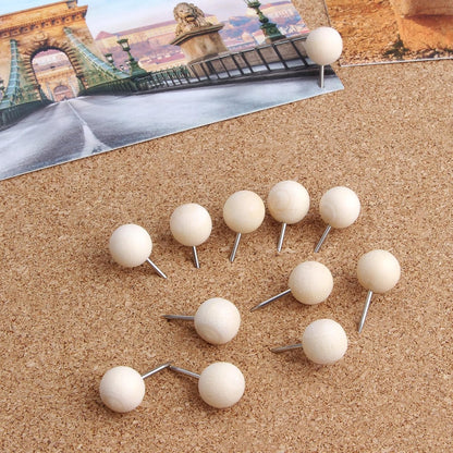 Wood Push Pins 120 Pcs,Decorative Wooden Thumb Tacks for Corkboard and Bulletin Board (120 pcs Map Tacks)