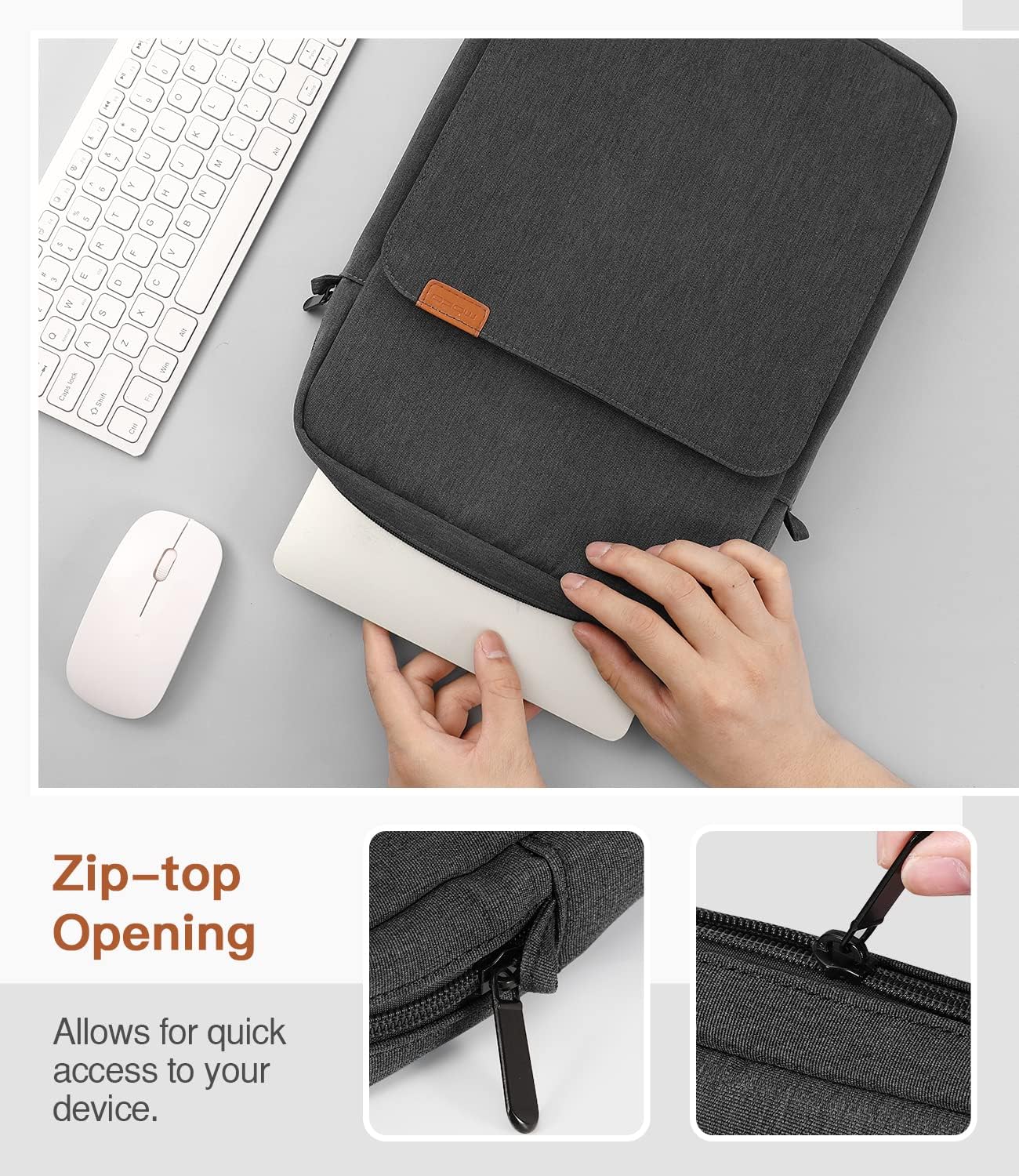 MoKo 13 Inch Tablet Sleeve Bag, Fits with 13 Inch New iPad Pro M5 & Air M4/M3, iPad Pro 12.9 M2&M1,Surface Laptop Go 12.4,Galaxy Tab S8+/S9+ 12.4,Handle Carrying Case with Shoulder Strap,Black &Gray