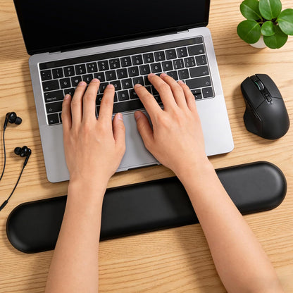 ASFSKY RGB Keyboard Wrist Rest, Ergonomic Wooden Wrist Support with PU Leather & Memory Foam, Non-Slip and Easy-to-Clean Design, Wrist Pad for Mechanical Keyboard, Gaming & Office Use