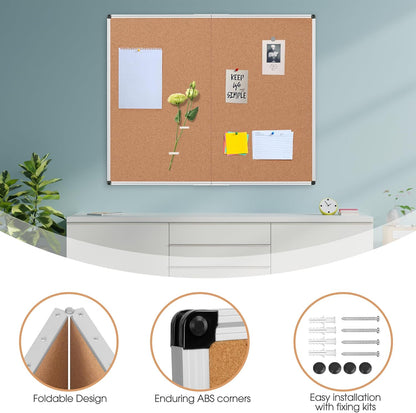 Bulletin Board 36 x 48, Silver Aluminium Framed 4x3 Large Wall Mounted Cork Office Notice Pin Board