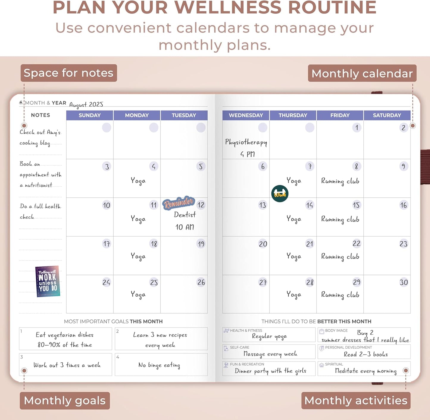 Clever Fox Fitness & Food Journal – Nutrition & Workout Planner for Women & Men – Diet & Gym Exercise Log Book with Calendars, Diet & Training Trackers - Undated, A5 Size, Hardcover (Forest Green)