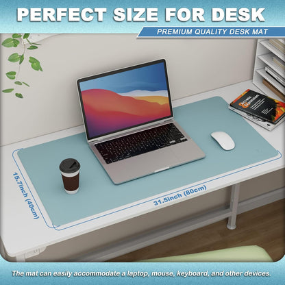 K KNODEL Leather Desk Pad Protector, Office Desk Mat, Large PVC Leather Desk Blotter, Non-Slip Mouse Pad (Dark Brown, 15.7" x 31.5")