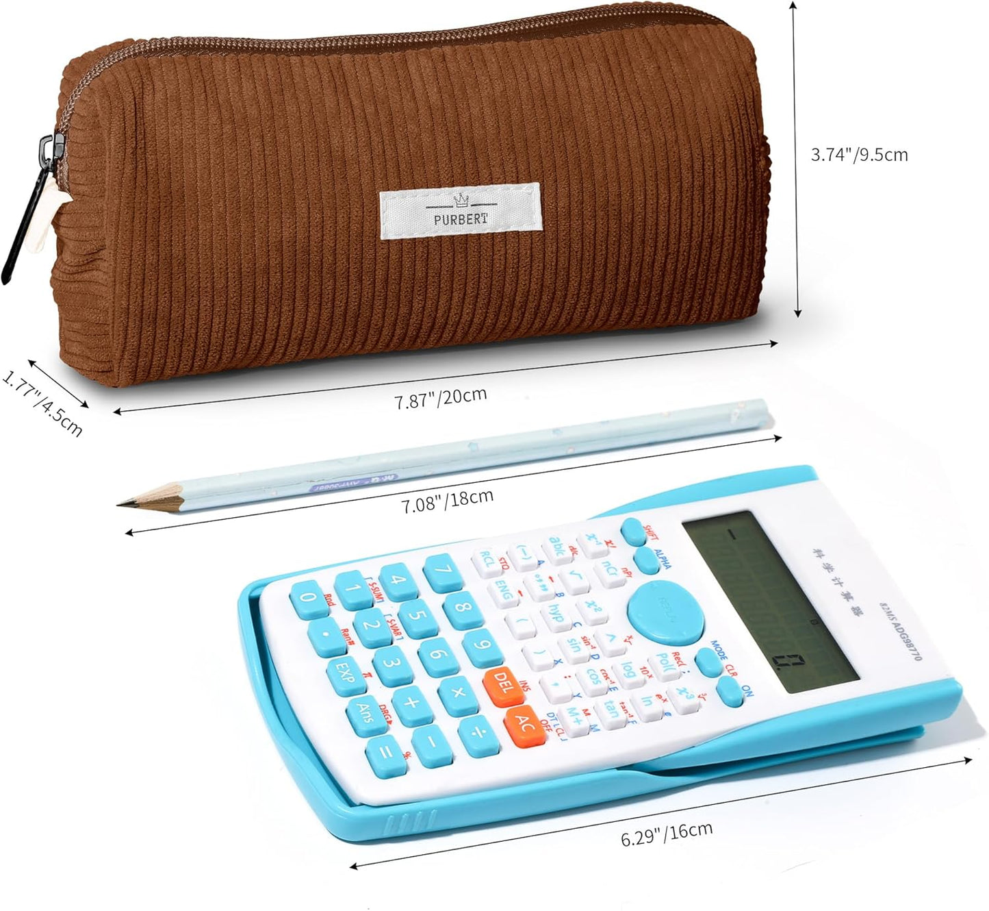 Pencil Bag Pen Case, Soft Corduroy Small Pencil Pouch Organizer with Zipper, Cute Pencil Case Pouch Stationery for Girls and Boys – Apricot