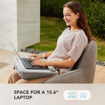 HUANUO Laptop Lap Desk - Portable Lap Desk with Pillow Cushion, Fits up to 15.6 inch Laptop, with Anti-Slip Strip & Storage Function for Home Office Students Use as Computer Laptop Stand, Book Tablet