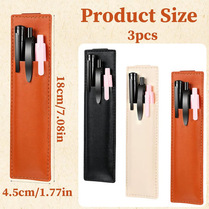 3 PCS Elastic Pen Holder for Notebook, PU Leather Notebook Pen Holder Portable Pencil Holders Adjustable Pens Sleeve Pouch with Stretchable Band for School Office Hardcover Journals Planners