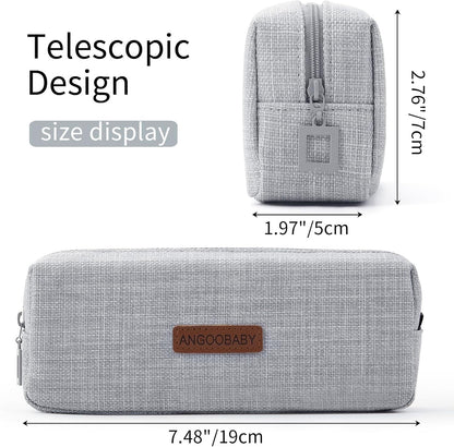 ANGOOBABY Small Pencil Case Student Pencil Pouch Coin Pouch Cosmetic Bag Office Stationery Organizer For Teen School-Beige