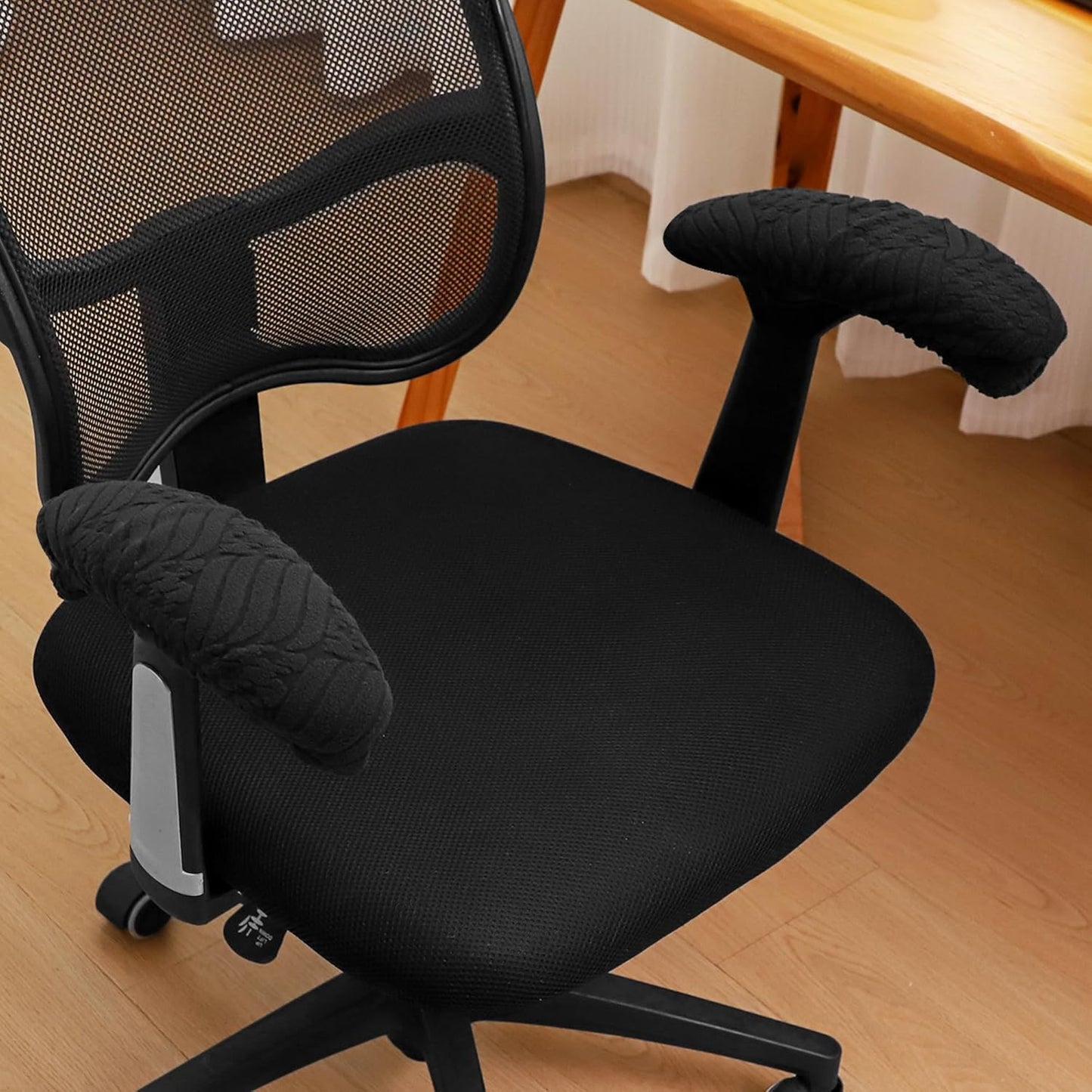 FORCHEER Office Chair Armrest Covers 12-15 Inch Velvet Elastic Black Arm Rest Covers for Desk Computer Chairs Washable