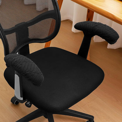 FORCHEER Office Chair Armrest Covers 12-15 Inch Velvet Elastic Black Arm Rest Covers for Desk Computer Chairs Washable