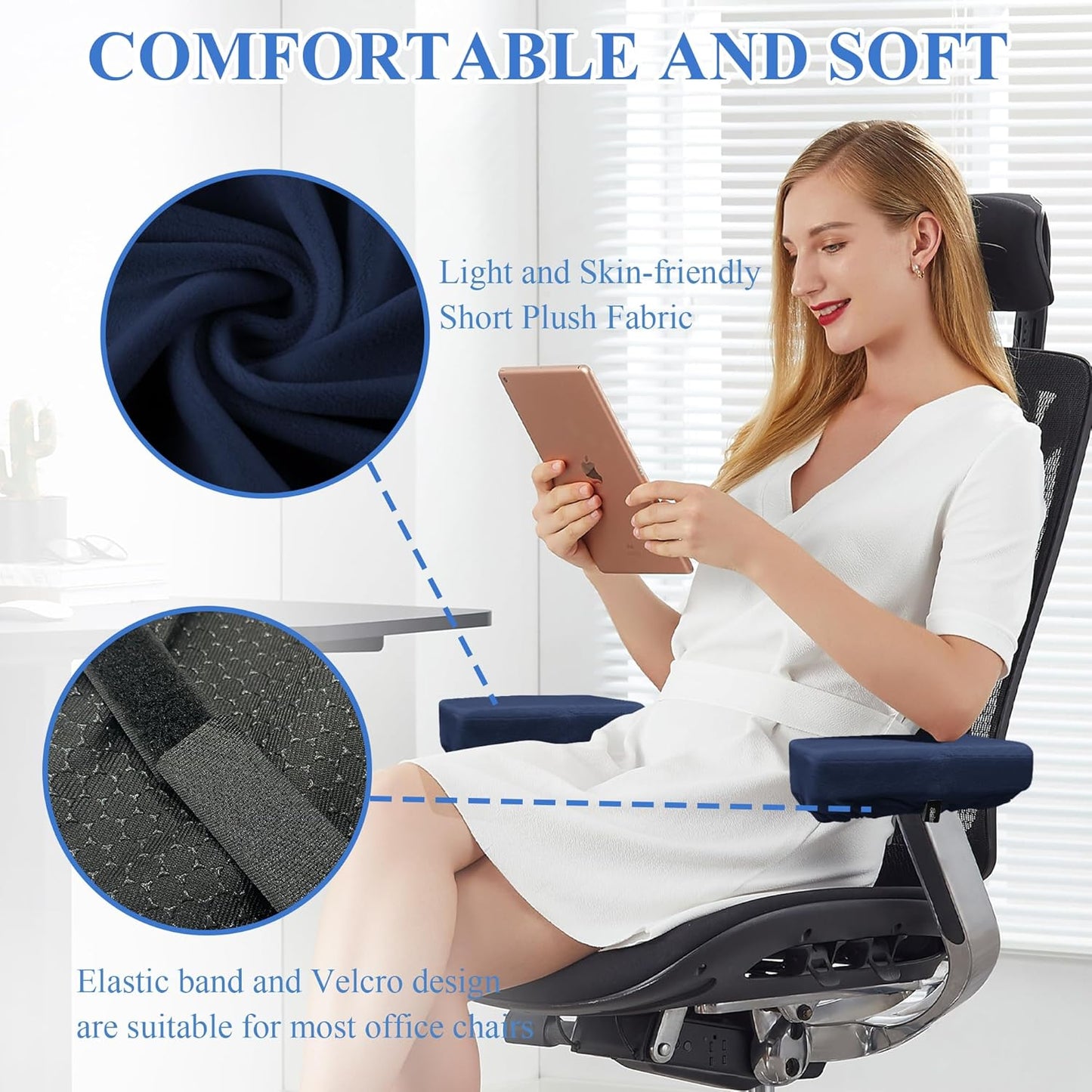 SPRING SEAON Office Chair Arm Covers Soft Memory Foam Arm Rest Pads Short Plush Gaming Chair Armrest Cushion Provide Cushioning for Elbows and Forearms 2 Pack Chair Covers for Arms (Pink)