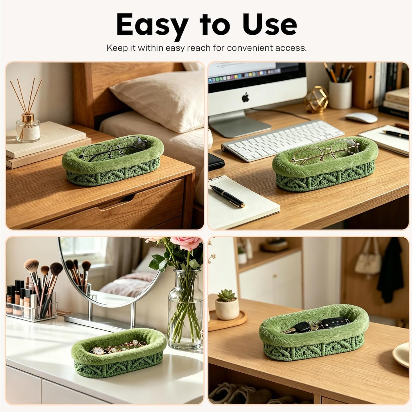 Glasses Holder,Anti-scratch Plush Lined Eyeglass Holder Stand for Nightstand Desk Storage Organizer