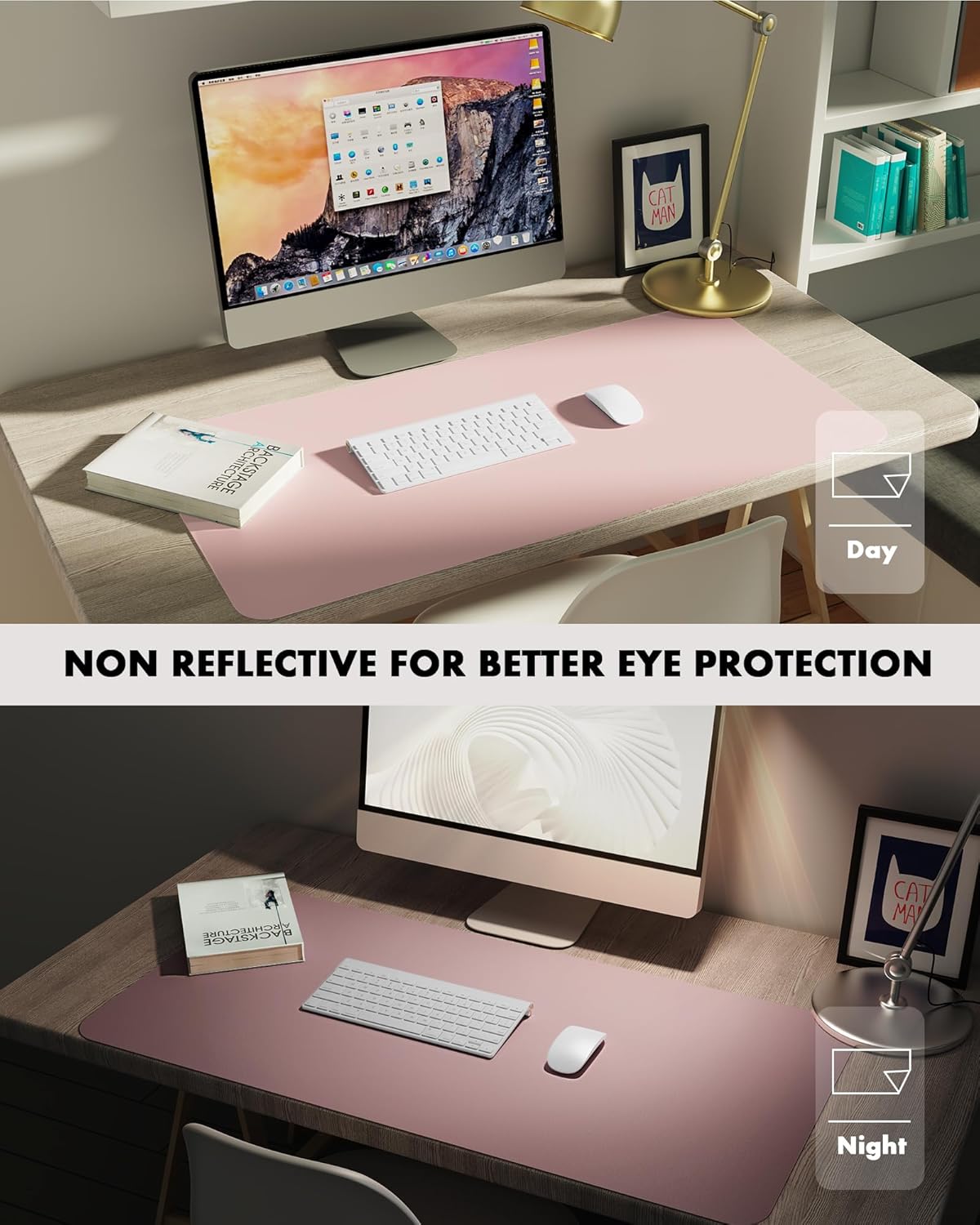 YSAGi Double-Sided Desk Pad, 31.5"x15.7"Leather Desk Mat, Eco Cork Desk Pad Protector,Large Mouse Pad,Waterproof Desk Blotter for Office/Home(Coffee)