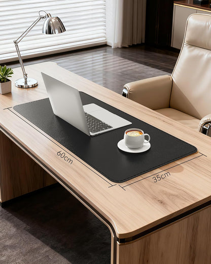 YSAGi Genuine Leather Desk Mat, 35.4"X17" Leather Desk Mat, Office Desk Pad, Thick Desk Pad with Stitched Line, Non-Slip Laptop Writing Pad with Rubber Base(Black, 35.4"X17")