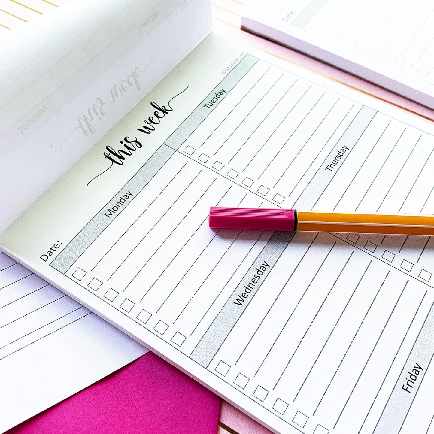 321Done Weekly Checklist Notepad - 50 Sheets (5.5" x 8.5") - This Week to Do Notepad Tear Off Planning Pad, Planner Checklist Organizing - Made in USA - Simple Script