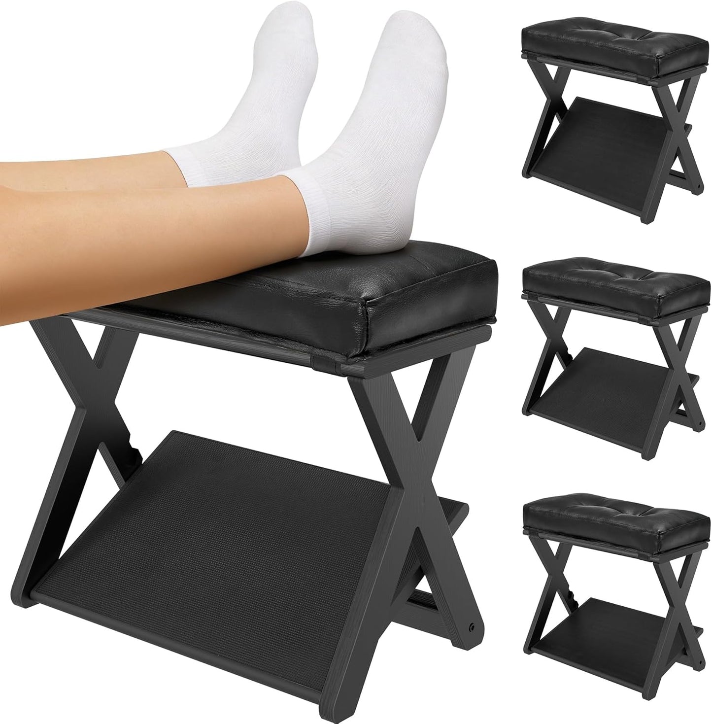 HOMELTSTBO Adjustable Foot Rest Under Desk, Wooden Double Step Footrest with 3 Height Options & Non-Slip EVA Surface, Ergonomic Foot Rest for Under Desk at Work, Enhances Posture,Home Office-Natural
