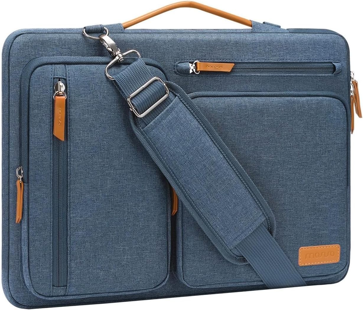 MOSISO 360 Protective Laptop Shoulder Bag,15-15.6 inch Computer Bags Compatible with MacBook Pro 16 inch, HP, Dell, Lenovo, Asus Notebook,Side Open Messenger Bag with 4 Zipper Pockets, Gray