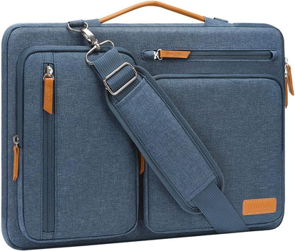 MOSISO 360 Protective Laptop Shoulder Bag,15-15.6 inch Computer Bags Compatible with MacBook Pro 16 inch, HP, Dell, Lenovo, Asus Notebook,Side Open Messenger Bag with 4 Zipper Pockets, Gray