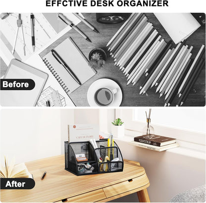 Cayxenful Pencil Holder For Desk,5 Slots 360°Degree Rotating Desk Organizers And Accessories,Desktop Storage Stationery Supplies Organizer, Cute Pencil Cup Pot For Office, School, Home (C-Blue)