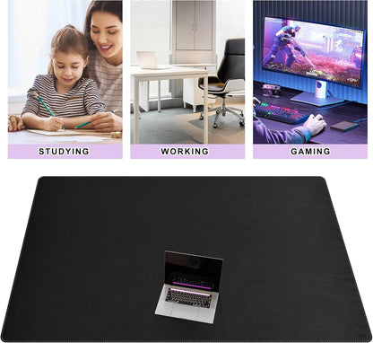 Vyaaa PU Leather & Cork Desk Mat, 39.4"x15.7" Dual Sided Computer Desk mat, Waterproof Large Mouse Pad, Non-Slip Office Desk pad, Office Desk Protector for Work/Gaming/Home (Black)