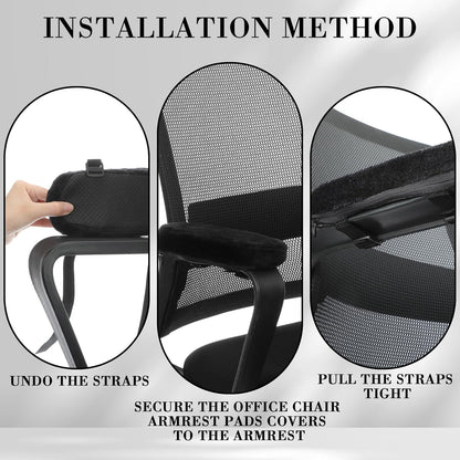 Threlaco 2 Pcs Office Chair Armrest Pads Soft Foam Office Chair Arm Covers Fluffy Flannel Gaming Armchair Armrest Cushion for Elbows and Forearms Support Pressure Relief(Gray)