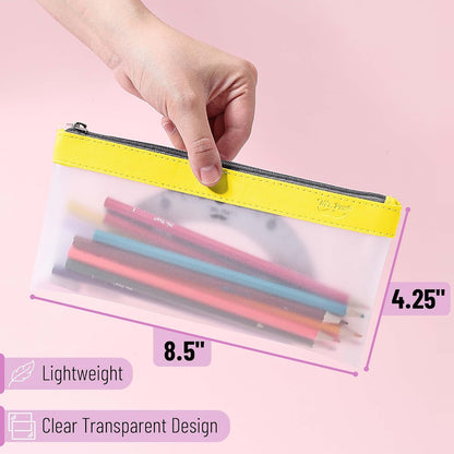 Mr. Pen- Clear Pencil Pouch, 8.50"x4.25", 3 Pack, Durable TPU Material, Medium Water-Resistant Pencil Bags with Smooth Zipper, Multipurpose Clear Pouch for Stationery, School, Office, Travel Supplies