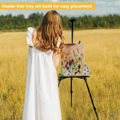 Art Easel Stand for Painting and Sign - RRFTOK 17 to 66 Inch Adjustable Aluminum Tripod Easels for Display, Portable Canvas and Poster Stand with Carry Bag for Beginners, Students and Classroom Use