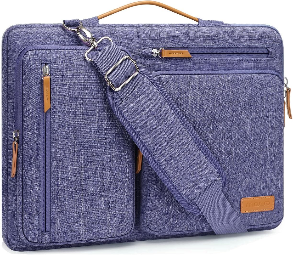 MOSISO 360 Protective Laptop Shoulder Bag,15-15.6 inch Computer Bags Compatible with MacBook Pro 16 inch, HP, Dell, Lenovo, Asus Notebook,Side Open Messenger Bag with 4 Zipper Pockets, Gray