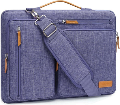 MOSISO 360 Protective Laptop Shoulder Bag,15-15.6 inch Computer Bags Compatible with MacBook Pro 16 inch, HP, Dell, Lenovo, Asus Notebook,Side Open Messenger Bag with 4 Zipper Pockets, Gray