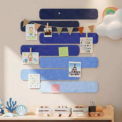 Thboxes 5 Pack Felt Bulletin Board Strips, 13x2 Inch Self Adhesive Felt Pin Boards with 30 Pushpins, Cork Board for Walls Home Office Decor(Black)