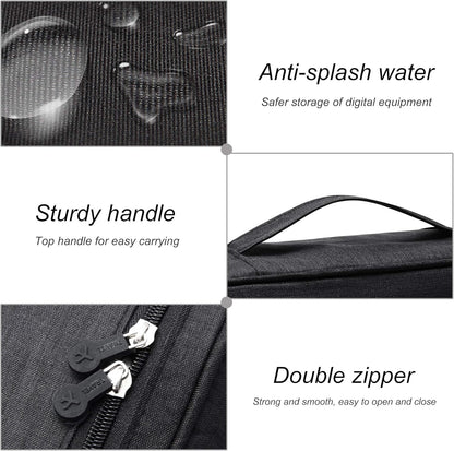 SELLYFELLY Electronic Bag Travel Cable Accessories Bag Waterproof Double Layer Electronics Organizer Portable Storage Case for Cable, Cord, Charger, Phone, Adapter, Power Bank, Kindle, Hard Drives