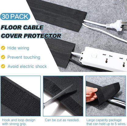 WILLBOND Carpet Cord Cover Cable Protector Floor Cover Cable Protector Management Only for Commercial Office Carpet(19.69 ft,Black)