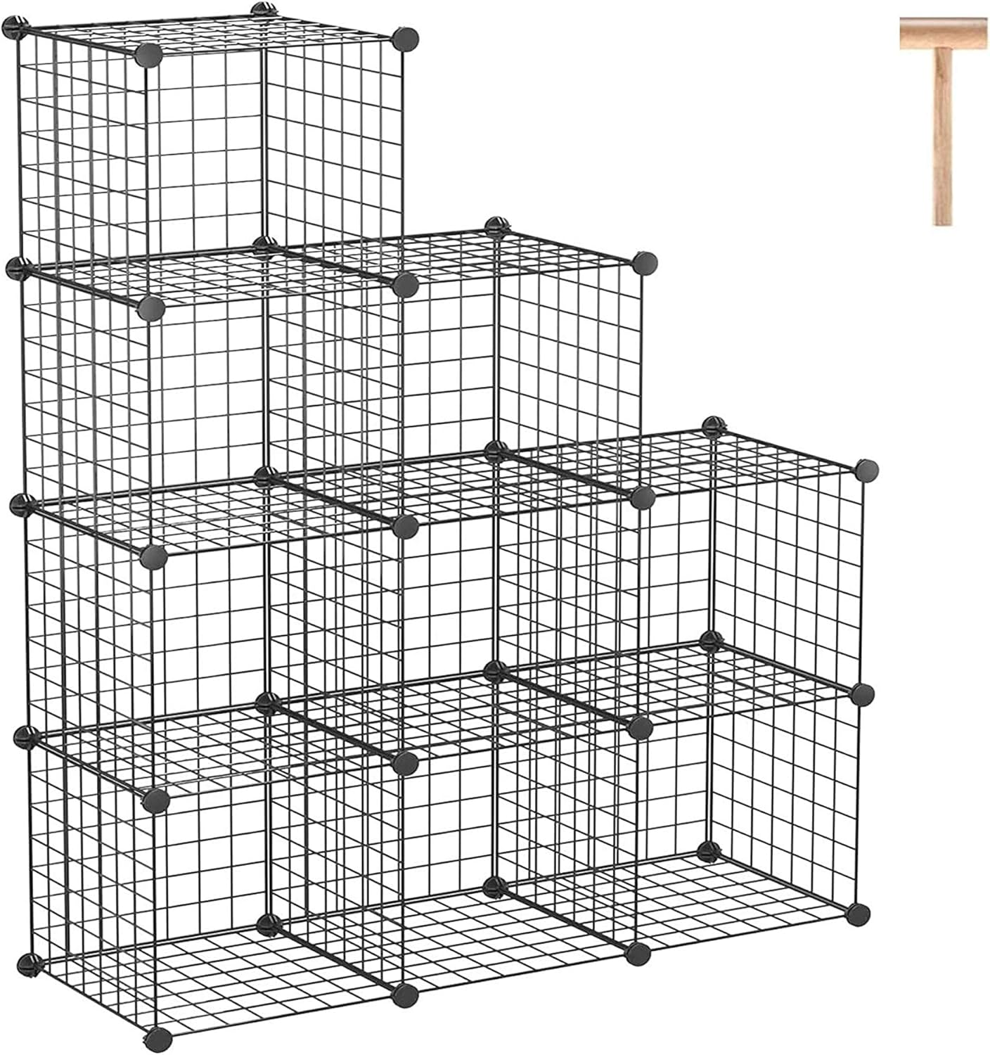 C&AHOME Wire Cube Storage, 6 - Cube Organizer Metal C Grids, Modular Shelves Units, Storage Bins Shelving, Closet Organizer, Ideal for Home, Office, Living Room, 36.6”L x 12.4”W x 36.6”H Black