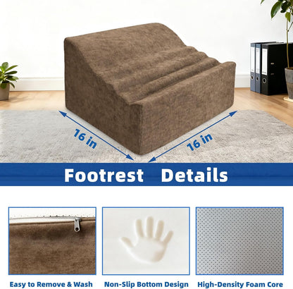 Foot Rest Under Desk, Ergonomic Foot Stool, Comfortable Office Footrest with Curved Design, with Washable Cover for Home and Office, Relieves Leg Pressure (Dark Gray)