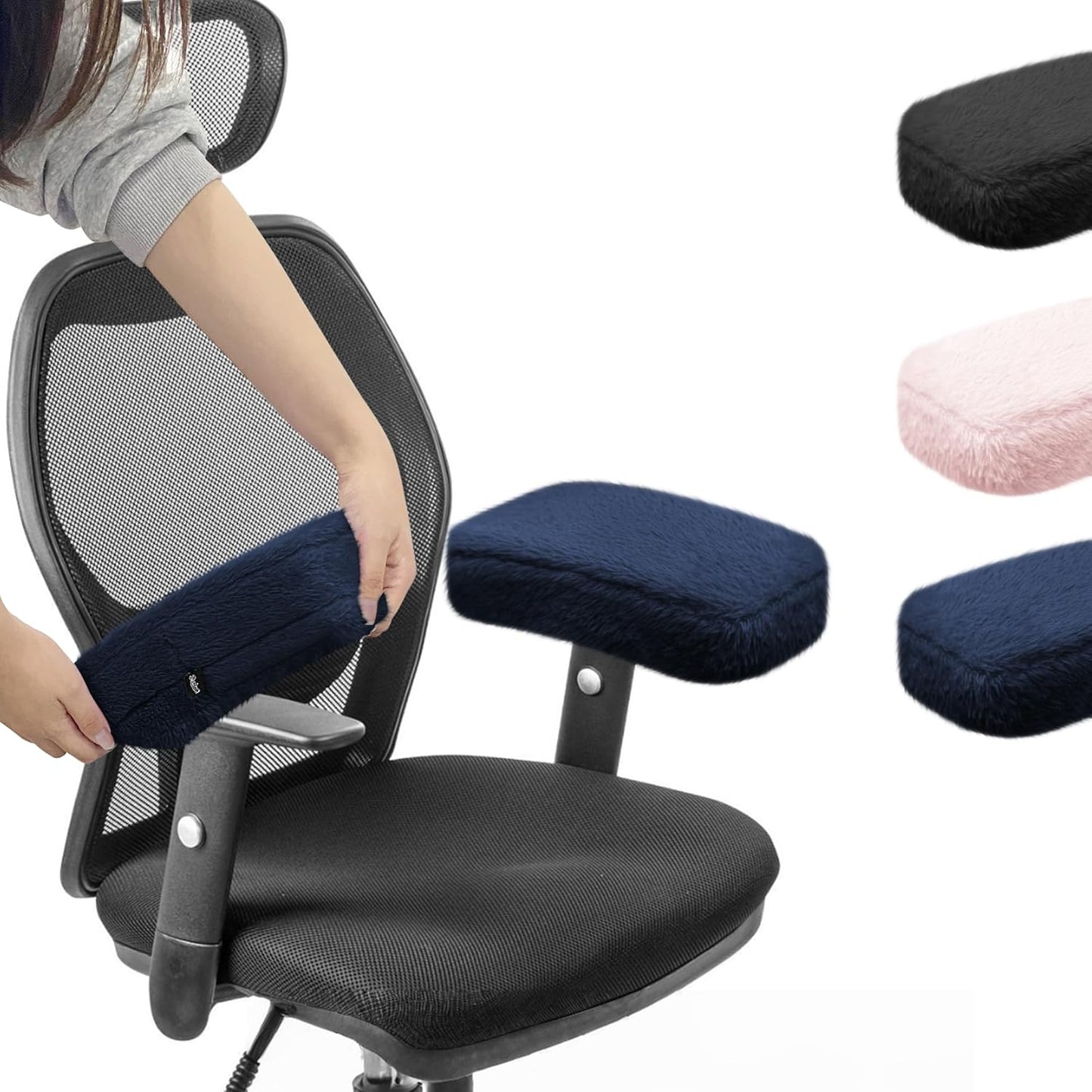 SPRING SEAON Office Chair Arm Covers Plush Office Chair Arm Pads Premium Memory Foam Gaming Chair Armrest Cushion Provide Cushioning for Elbows and Forearms 2 Pack Arm Chair Covers for Arms (Pink)