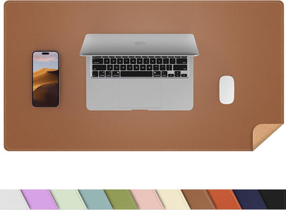 AFIING Large Desk Mat 47" x 17", Dual-Sided Natural Cork & PU Leather Desk Pad, Non-Slip Waterproof Mouse Pad for Office, Home & Gaming, Black