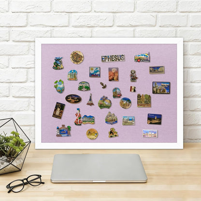 DOLLAR BOSS Bulletin Boards with Linen 1-Pack 16''X 12'' Double-Sided Cork Board for Walls Wood Framed Bulletin Boards, Small Pin Board for Home Kitchen Office Decorative Hanging 10 Pushpins