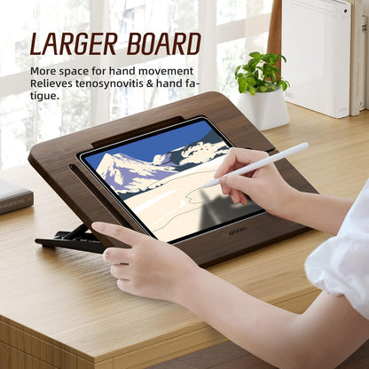 AFOOYO Bamboo Tablet Drawing Stand - Portable & Adjustable 5 Angles,Laptop Stands Riser, Book Reading Stand,Compatible with 9.7/10.2/10.5/10.9/11 inches